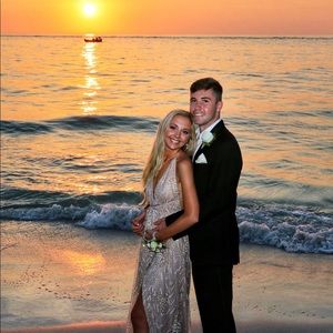 Blush crystal formal dress